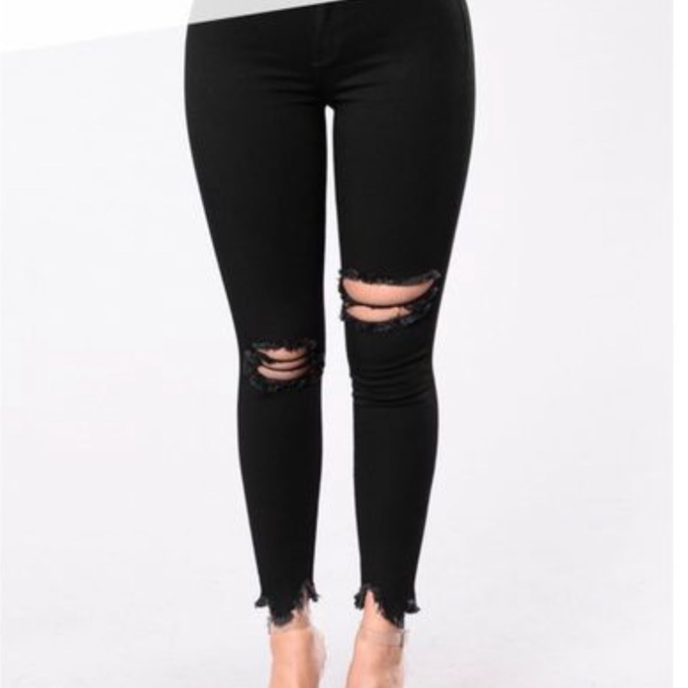 Fashionnova Black High Waisted Cut Off Jeans